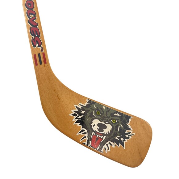 VINTAGE Chicago Wolves American Hockey League Mini Hockey Stick Wooden 90s 00s - Picture 4 of 8